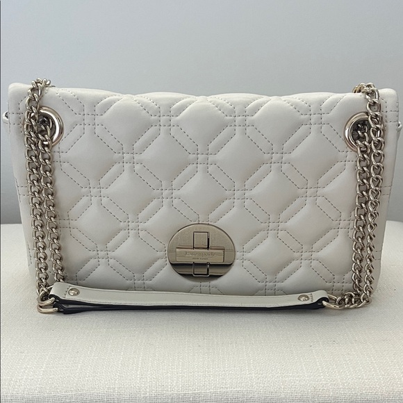 kate spade Handbags - Kate Spade Quilted Leather Handbag Light Gold Hardware Off White